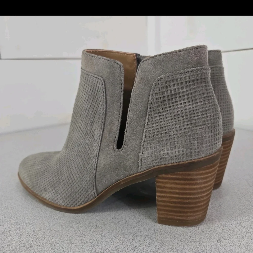 LUCKY BRAND PONIC LEATHER TITANIUM GREY WESTERN BOOTIE SIZE 8.5